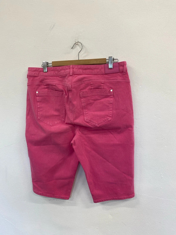 Fabulous M&S Pink Magic high waisted pink shorts denim Uk18 EP468