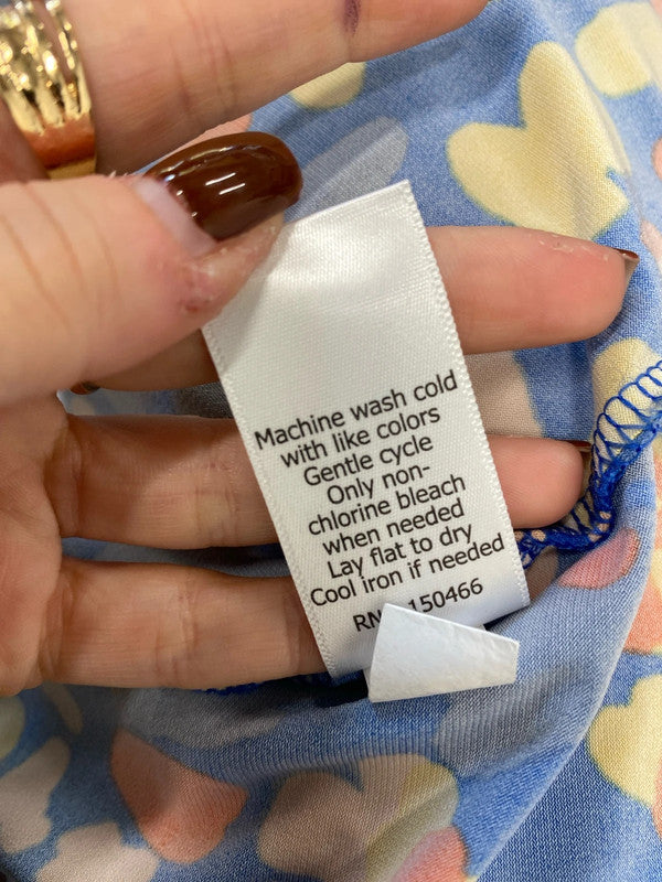 Fabulous market & spruce blue orange floral maxi dress UK L petite EP468