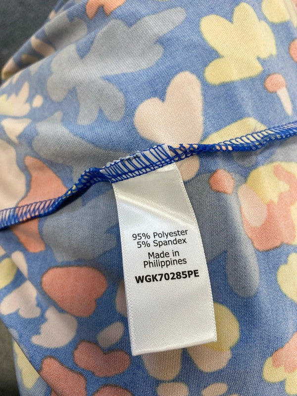 Fabulous market & spruce blue orange floral maxi dress UK L petite EP468