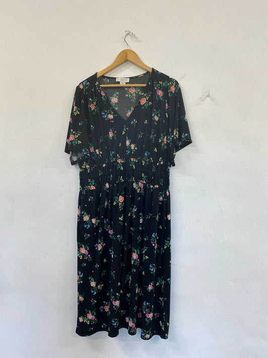 Fabulous &et flora midi dress Uk18 black oriental vibes EP468