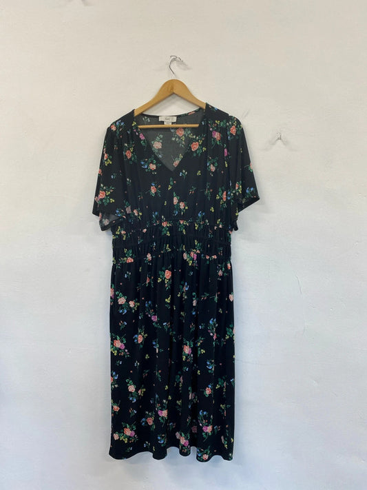 Fabulous &et flora midi dress Uk18 black oriental vibes EP468