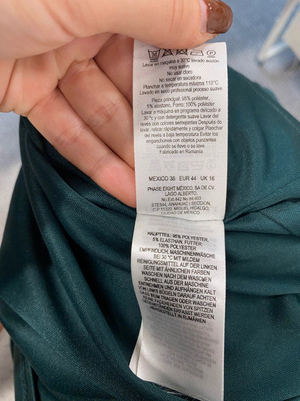 Fabulous Phase Eight kieley party Dress UK 16 Dark Green gold detail EP468