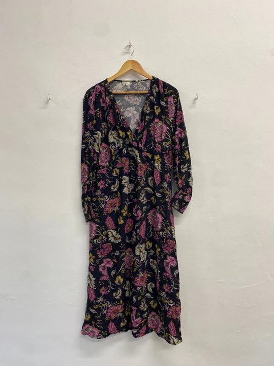 Fabulous And or John Lewis Amelia antique Dress UK 16 Purple black floral EP468