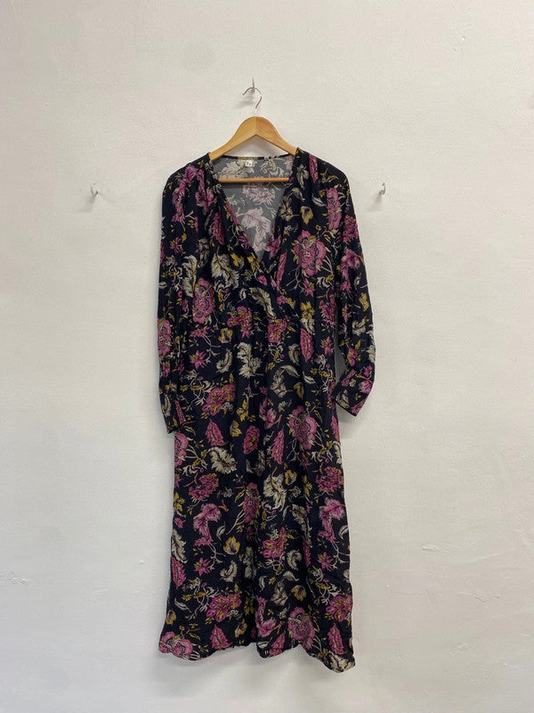 Fabulous And or John Lewis Amelia antique Dress UK 16 Purple black floral EP468