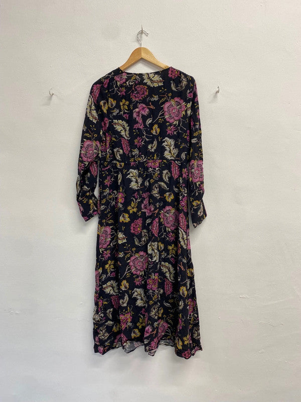 Fabulous And or John Lewis Amelia antique Dress UK 16 Purple black floral EP468