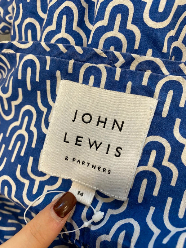 Fabulous John Lewis Dress UK 14 Blue geometric smock EP468