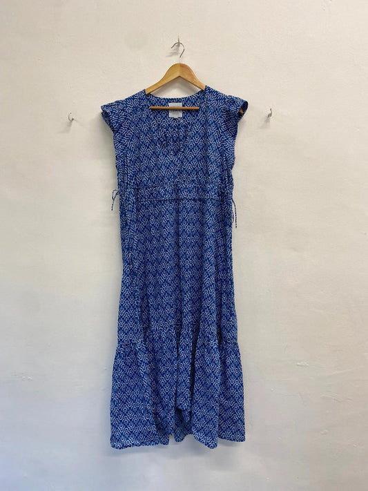 Fabulous John Lewis Dress UK 14 Blue geometric smock EP468