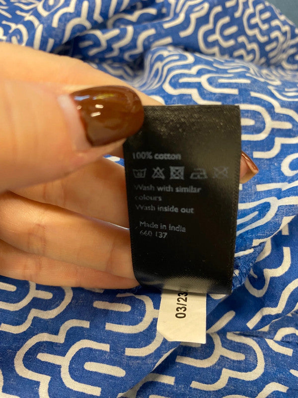 Fabulous John Lewis Dress UK 14 Blue geometric smock EP468