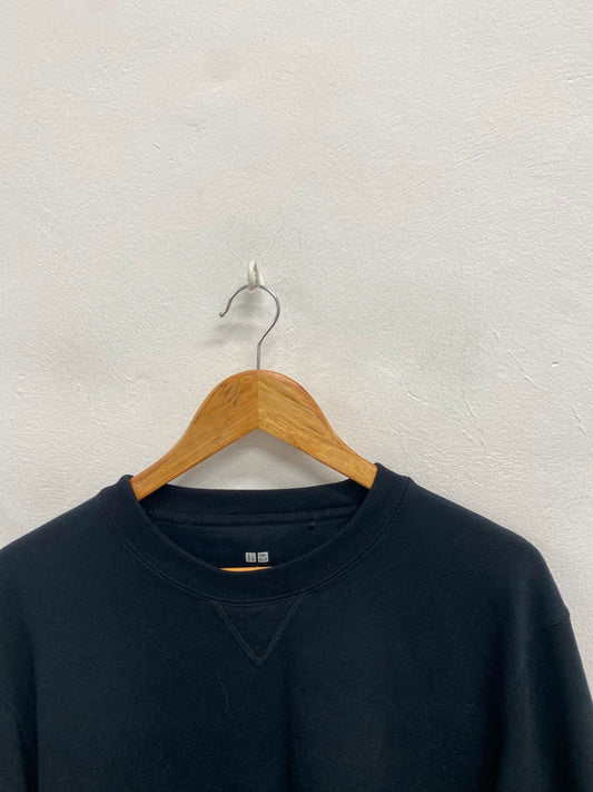 Classic men’s black uniqlo sweatshirt crew neck UK M KH001