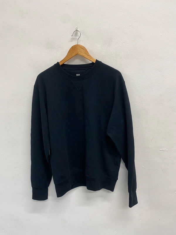 Classic men’s black uniqlo sweatshirt crew neck UK M KH001