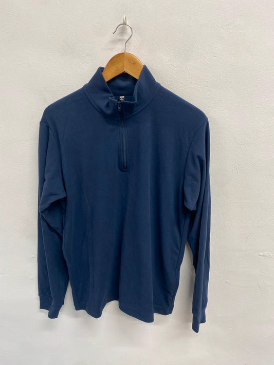 Classic men’s uniqlo navy dry ex quarter zip jumper UK M KH001