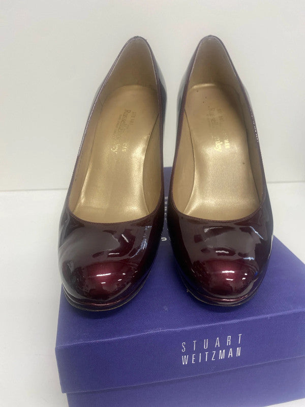 Fabulous Stuart Weitzman Patent leather Maroon Swoon heels Uk7 RG99 HS001