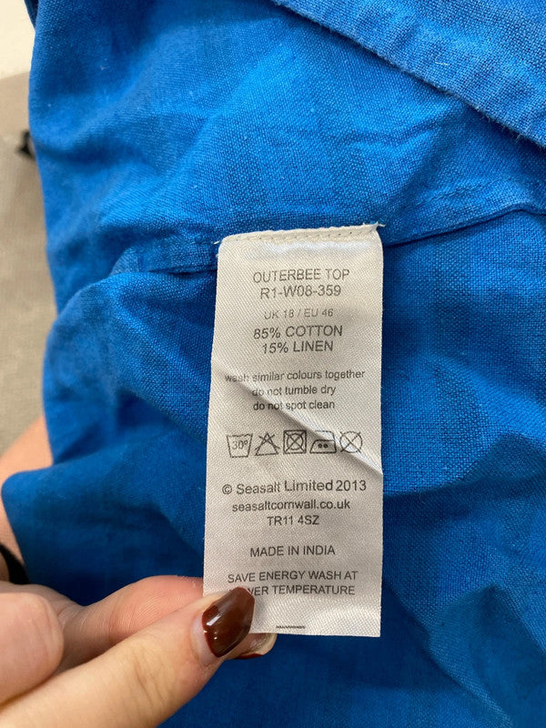 Fabulous sea salt Cornwall blue linen cotton UK 18 JC470