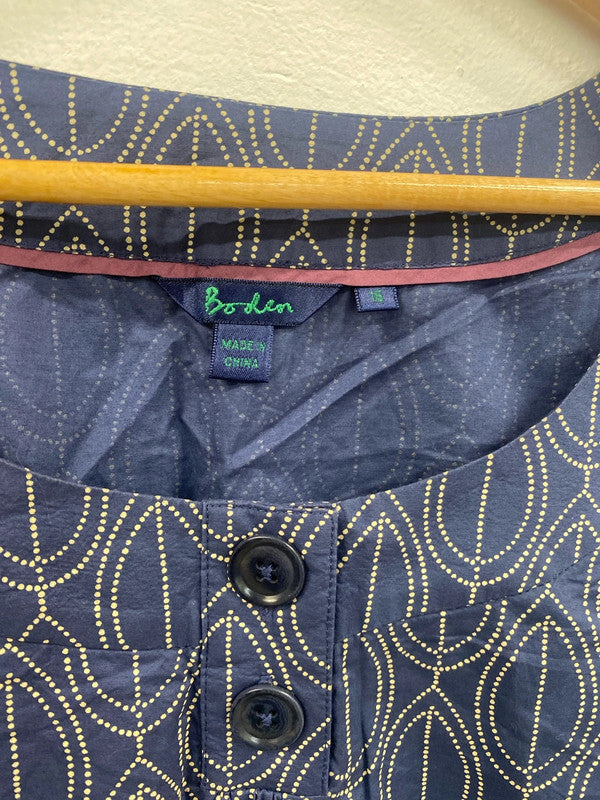 Fabulous Navy geometric artsy tunic top Uk16 Boden classic JC470