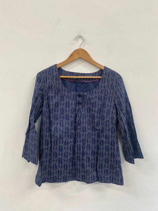 Fabulous Navy geometric artsy tunic top Uk16 Boden classic JC470