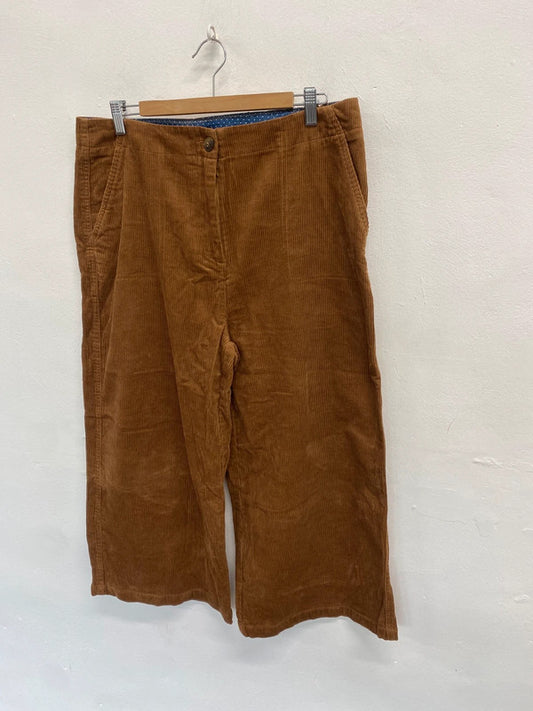 Fabulous white stuff brown cord wide leg crop trousers UK 16 JC470