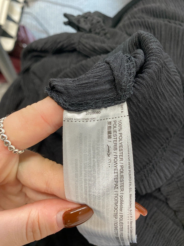 Gorgeous mango shirred black semi sheer blouse UK M MB472