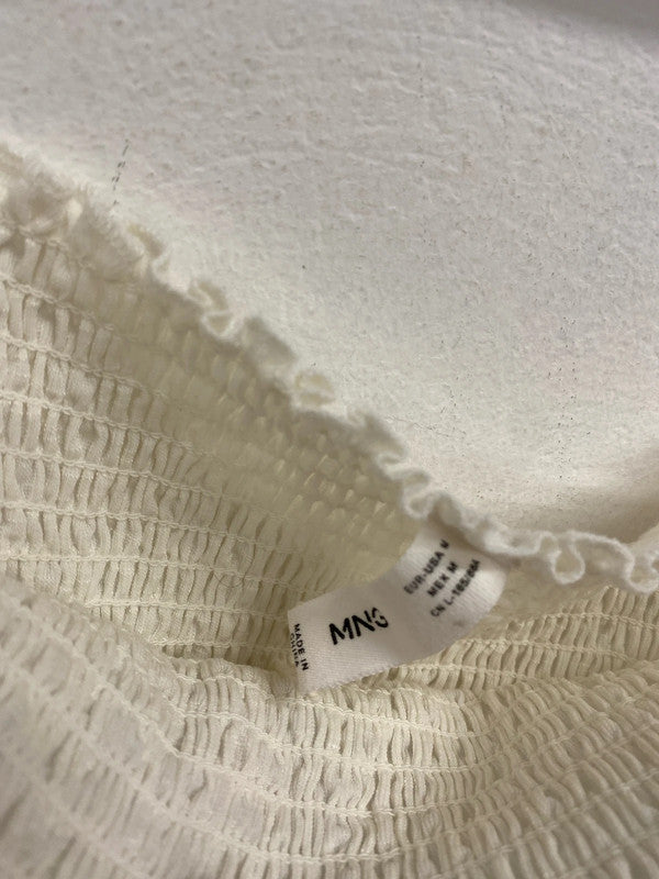 Fabulous mango cream shirred strapless bandeau top UK M MB472