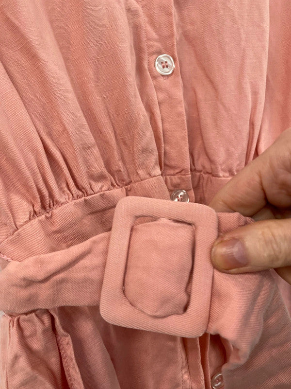 Fabulous Salmon Pink mini dress linen classic yatching Uk10 MB472