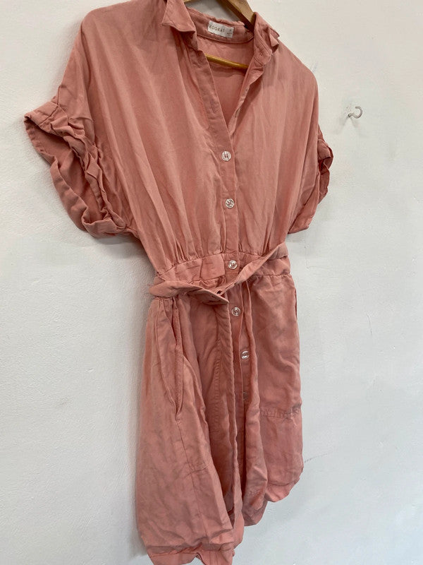 Fabulous Salmon Pink mini dress linen classic yatching Uk10 MB472