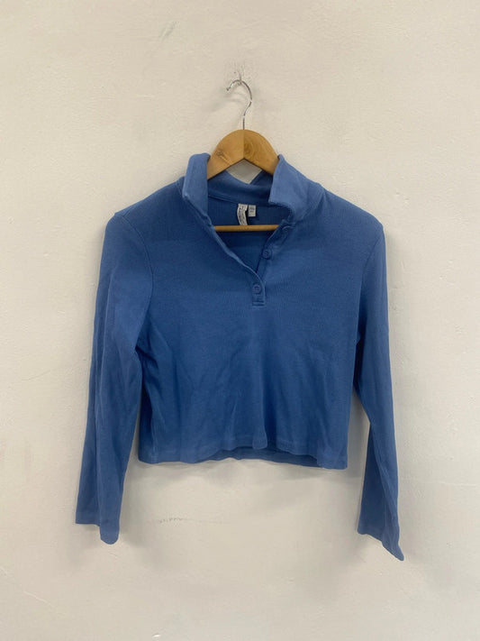 Fabulous & Other stories soft blue textured crop polo retro UkS MB472