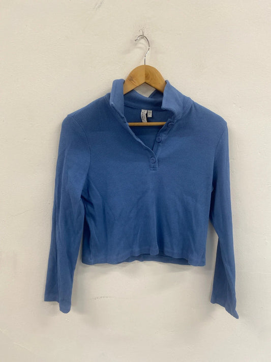 Fabulous & Other stories soft blue textured crop polo retro UkS MB472