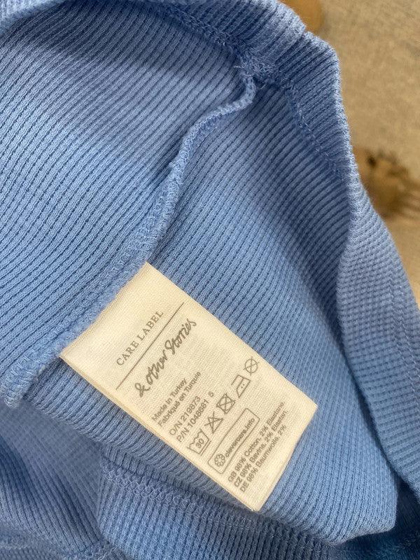 Fabulous & Other stories soft blue textured crop polo retro UkS MB472