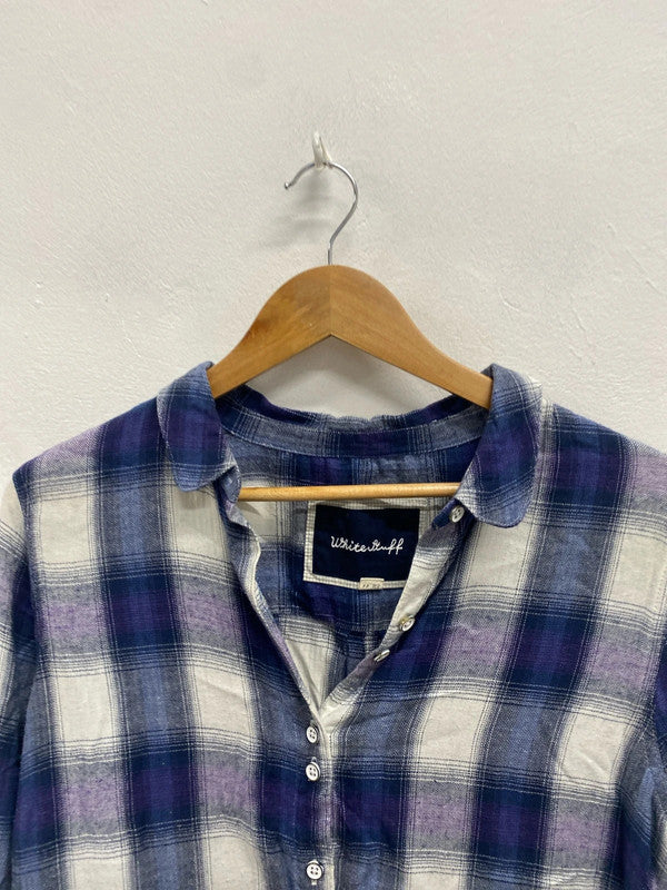 Gorgeous white stuff blue purple checked shirt UK 16 LM004