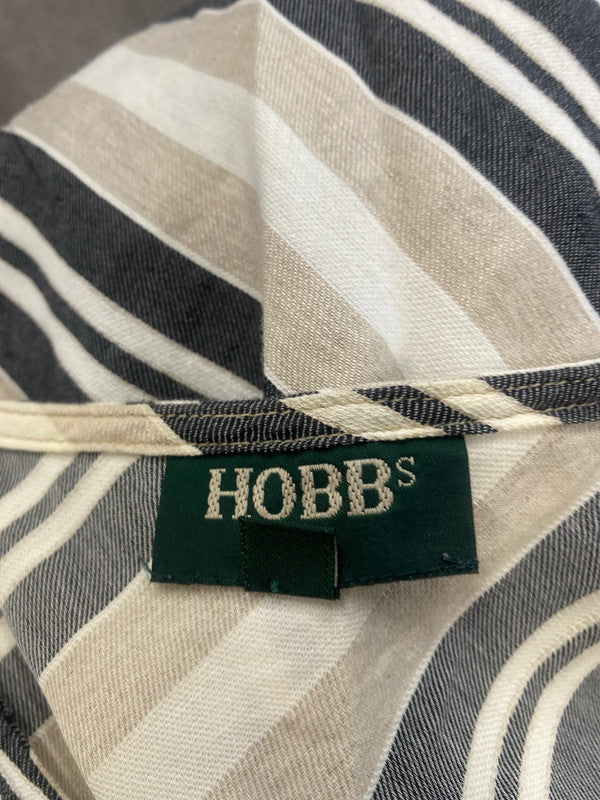 Fabulous Hobbs Linen blend striped dress formal party Uk12 LM002