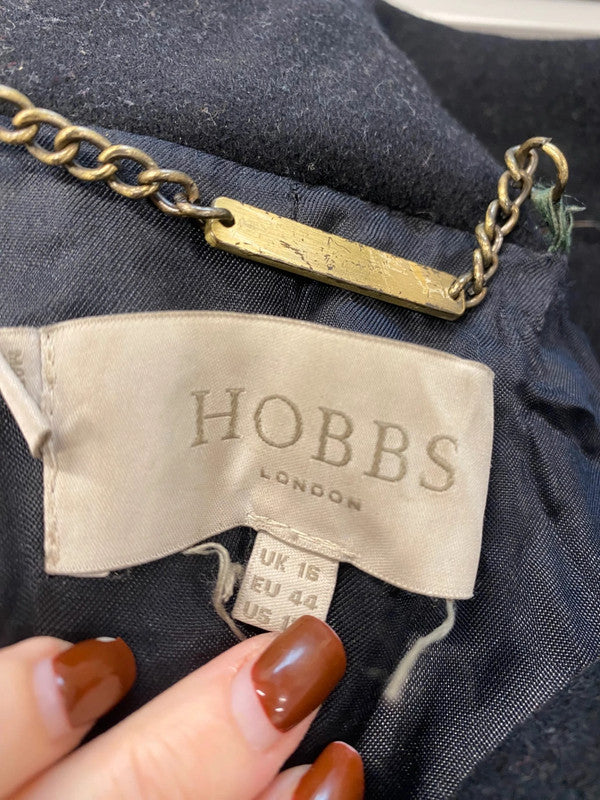 Fabulous Hobbs dress jacket wool Overcoat UK 16 Black LM004