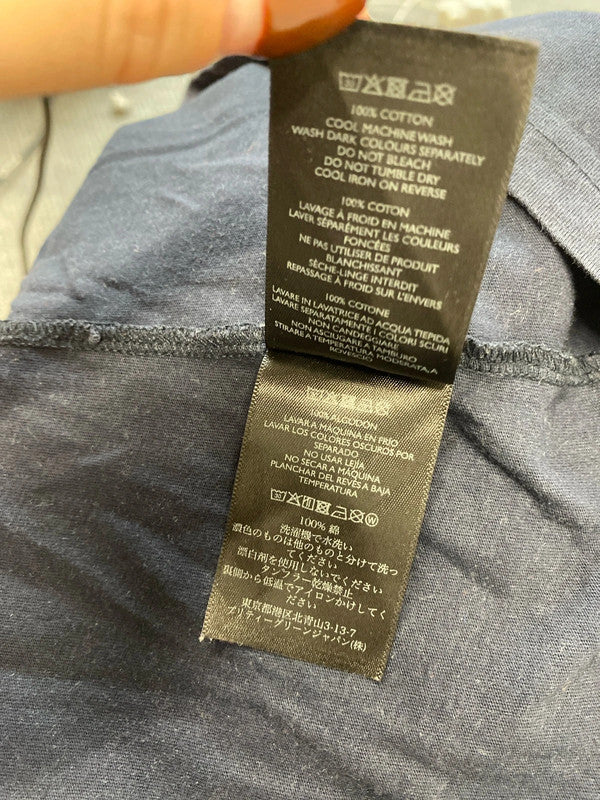 Classic men’s pretty green navy T-shirt casual UK S CS476