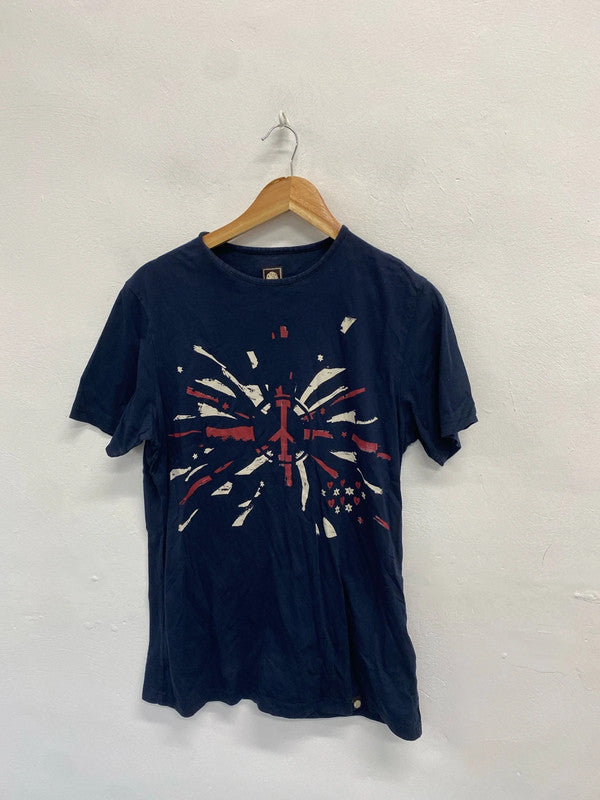 Classic men’s pretty green navy T-shirt casual UK S CS476