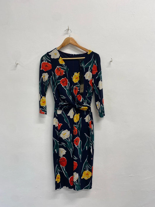 Gorgeous phase eight Nicole tulip floral dress navy UK 10 AP464