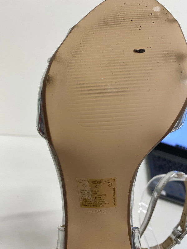 Fabulous Silver ankle strap heels uk5 party perfect CF477