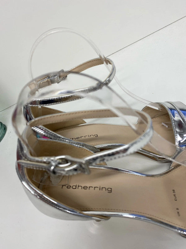 Fabulous Silver ankle strap heels uk5 party perfect CF477