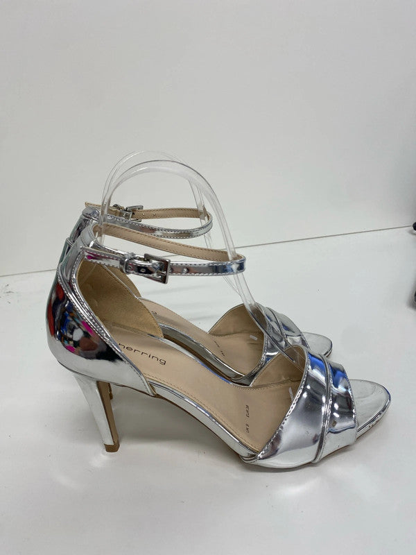 Fabulous Silver ankle strap heels uk5 party perfect CF477