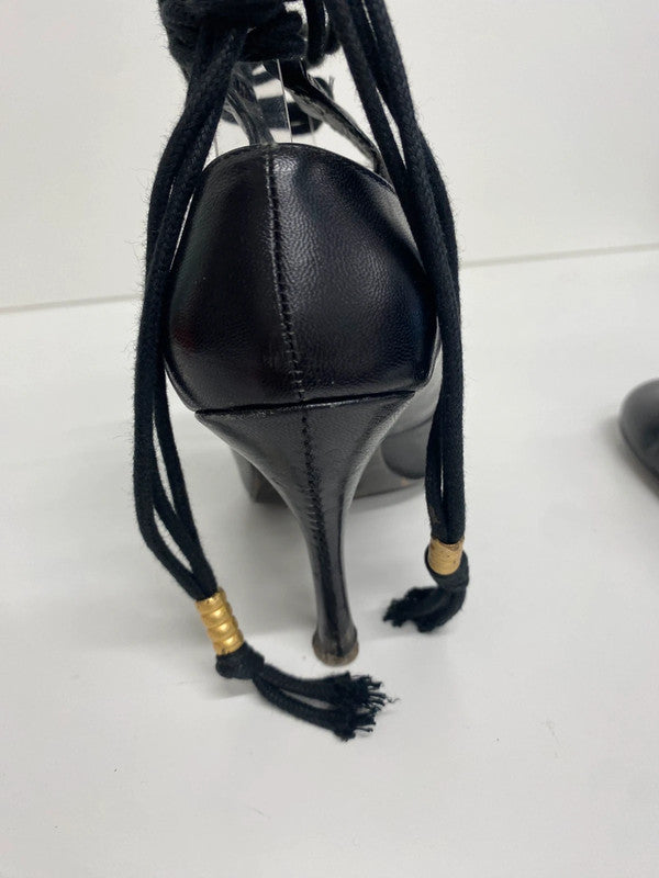 Iconic Ted Baker black heels Y2K boho straps leather Uk5 CF477