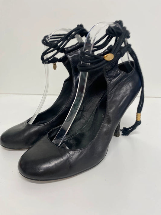 Iconic Ted Baker black heels Y2K boho straps leather Uk5 CF477