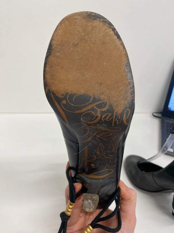 Iconic Ted Baker black heels Y2K boho straps leather Uk5 CF477