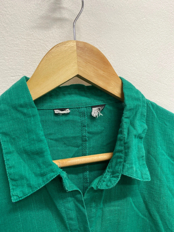 Fabulous duo of linen blend longline shirts tunic Black green 16-18 #1 CF477