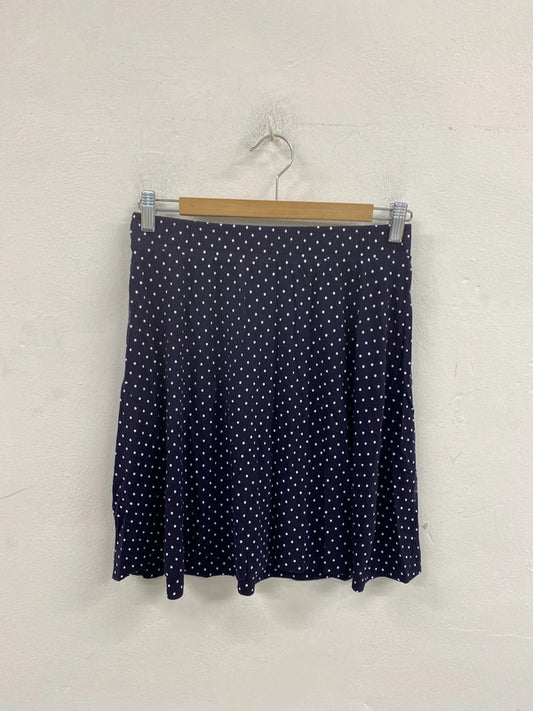 Baukjen Preppy Navy & White Polkadot Mini Skirt UK 10 SN002