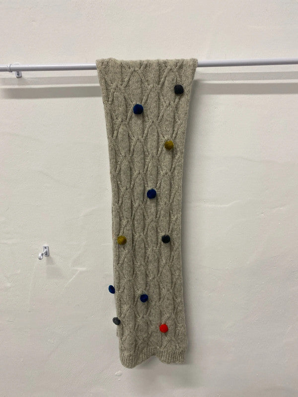 Fabulous Oatmeal Pom Pom wool blend knit scarf from White stuff MA003
