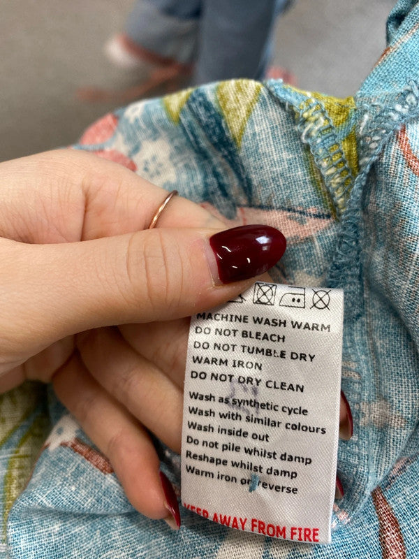 Lovely Lily & me blue floral shirt linen UK 10 MM005