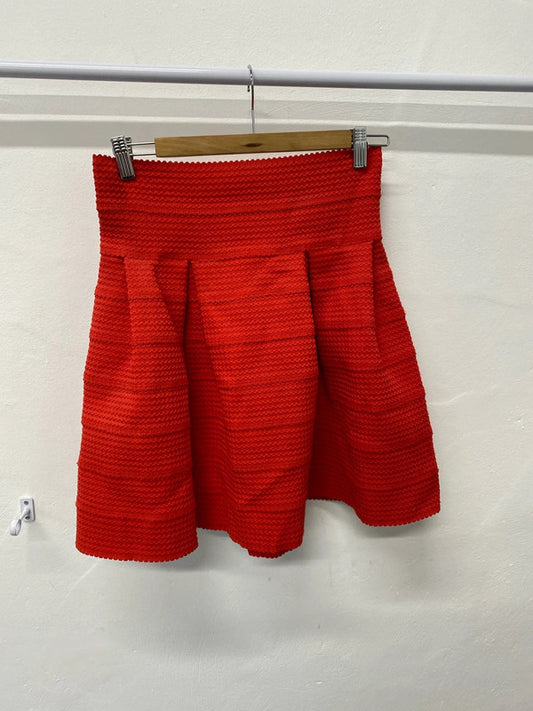 Fabulous bright Red textured skirt H&M UkS tiered formal occasion CF002
