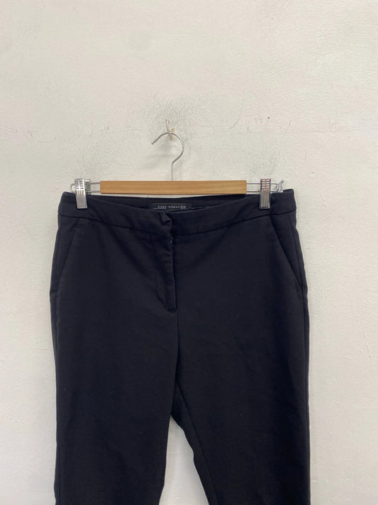 Lovely Zara woman black cropped smart trousers UK 12 JM005