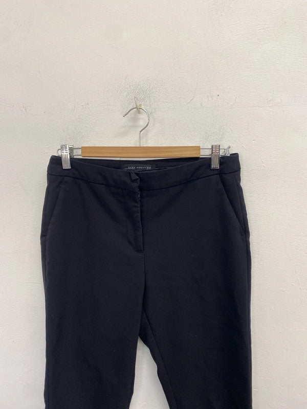 Lovely Zara woman black cropped smart trousers UK 12 JM005