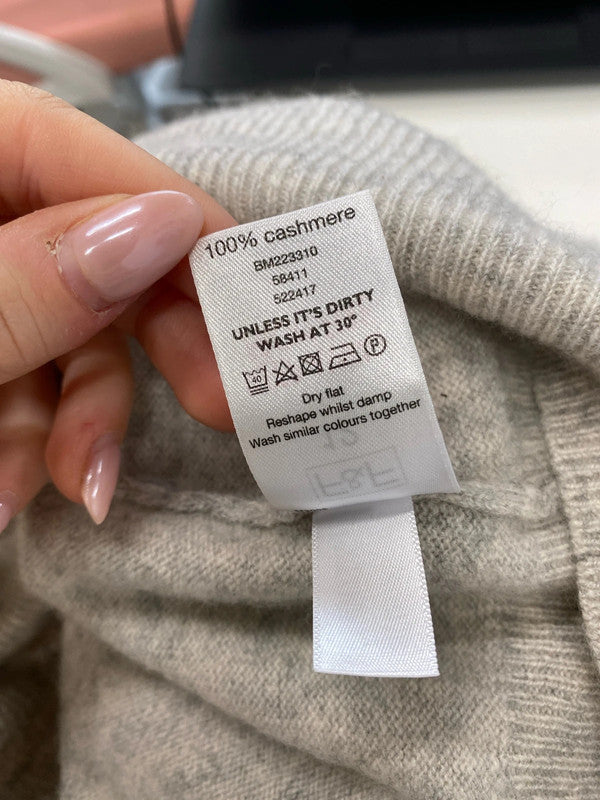 Stunning F&f beige cashmere 100% jumper knit UK 12 EC004