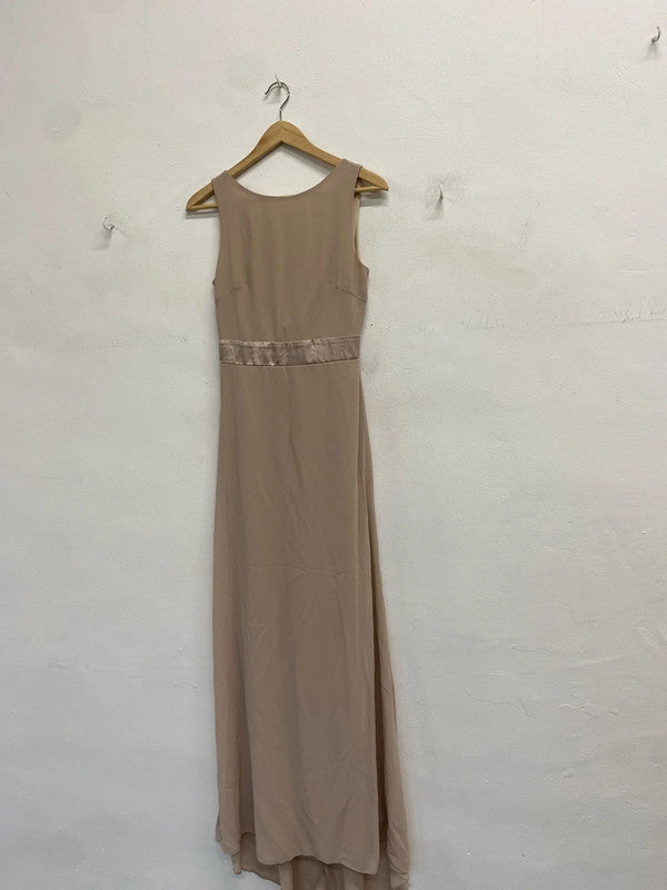 Stunning tfnc beige maxi dress prom UK 8 AG006