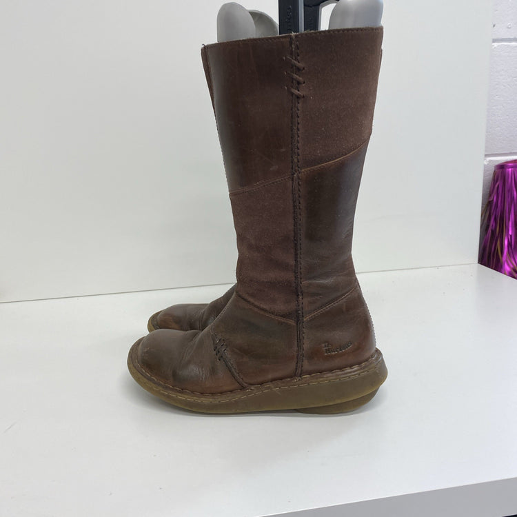 Dr Martens Vintage 10492 Mid Calf Brown Leather Biker Zip Wedge Boots Uk5 MM005