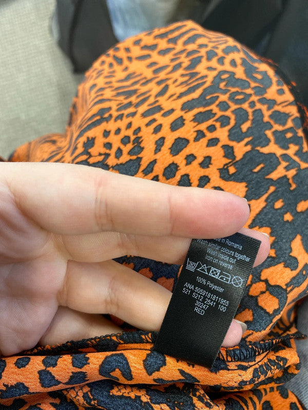 George Gorgeous Orange & Black Animal Print Maxi Skirt UK 16 AT001